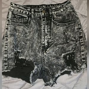 Grey distressed women's shorts